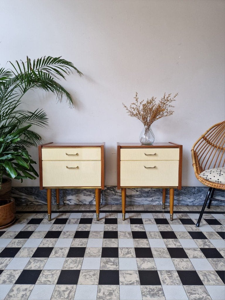 Vintage sixties nachtkastjes | kastjes | retro, Ophalen, Gebruikt, 45 tot 65 cm, Minder dan 55 cm