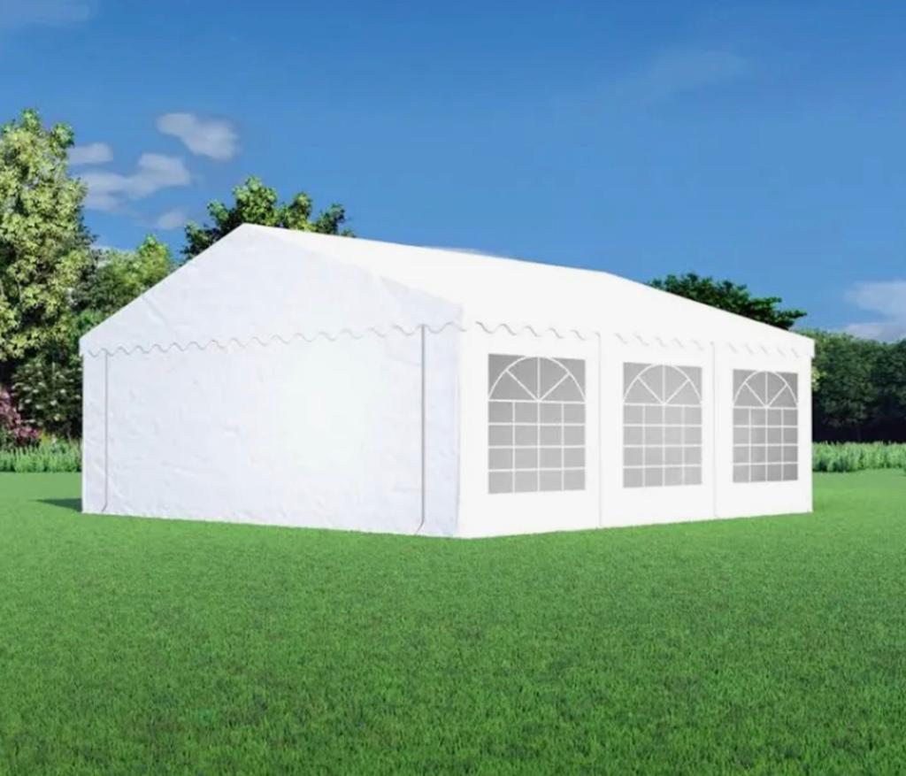 Tente de fête 6x6 avec pièces latérales utilisées une fois, Enlèvement, Comme neuf, Tente de réception