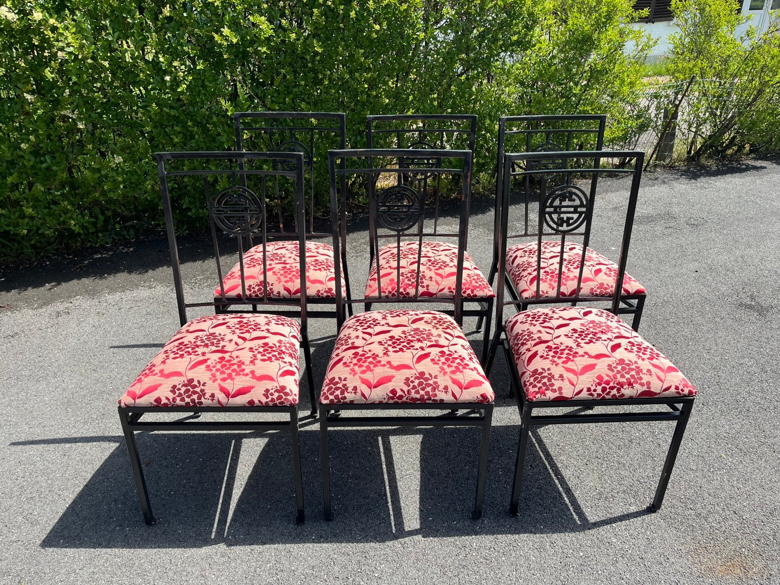 6 chaises en fer forgé, Rouge, Comme neuf, Enlèvement, Cinq, Six Chaises ou plus