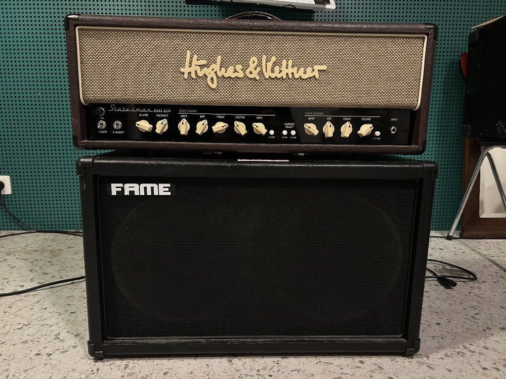 Hughes & Kettner Statesman Dual EL34 Head + Fame 2x12 Cab, Musique & Instruments, Enlèvement, Utilisé, Guitare, 50 à 100 watts