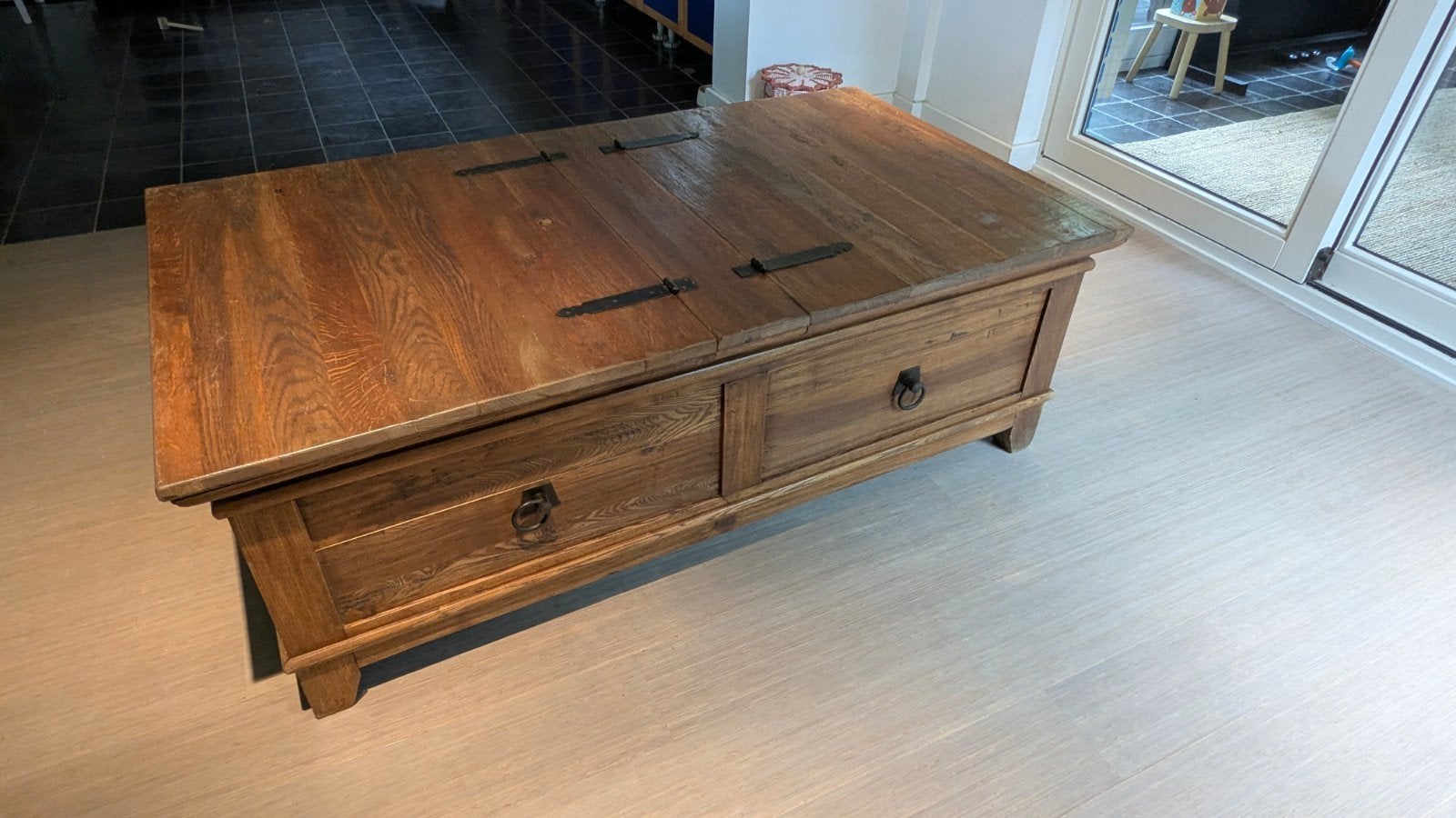 Massief eiken Kist / Salontafel – Landelijke Stij, Ophalen