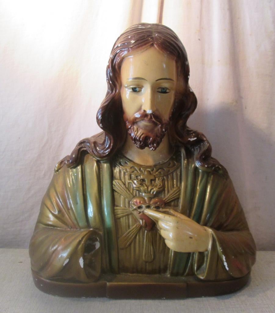 Mooi Antiek Borstbeeld van Christus - 38x20x43, Antiek en Kunst, Ophalen of Verzenden
