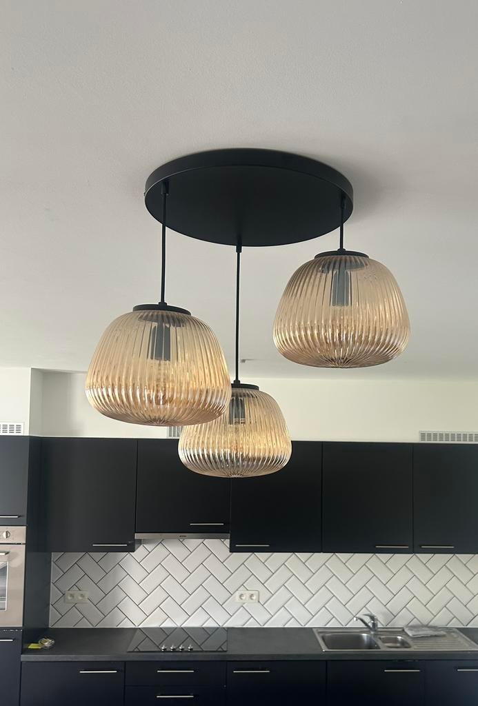 Brilliant Kaizen hanglamp + staanlamp, Huis en Inrichting, Ophalen, Zo goed als nieuw, Glas, 75 cm of meer