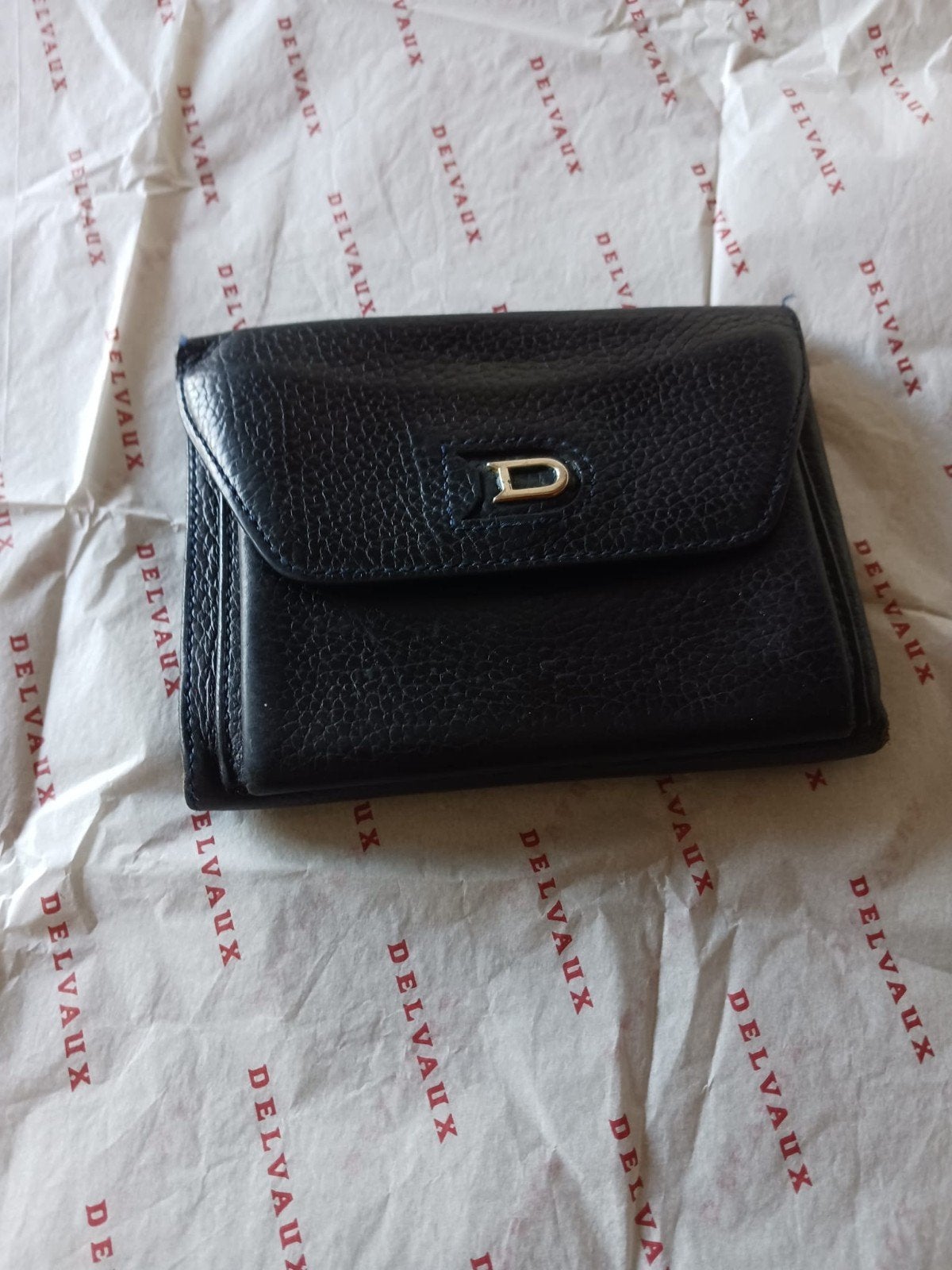 portefeuille Delvaux noir vintage, Handtassen en Accessoires, Portemonnees, Ophalen, Gebruikt, Zwart, Leder