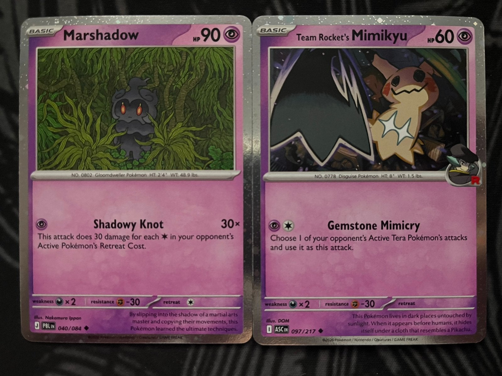 Marshmadow 040 et Mimikyu 097, Enlèvement ou Envoi, Neuf, Plusieurs cartes