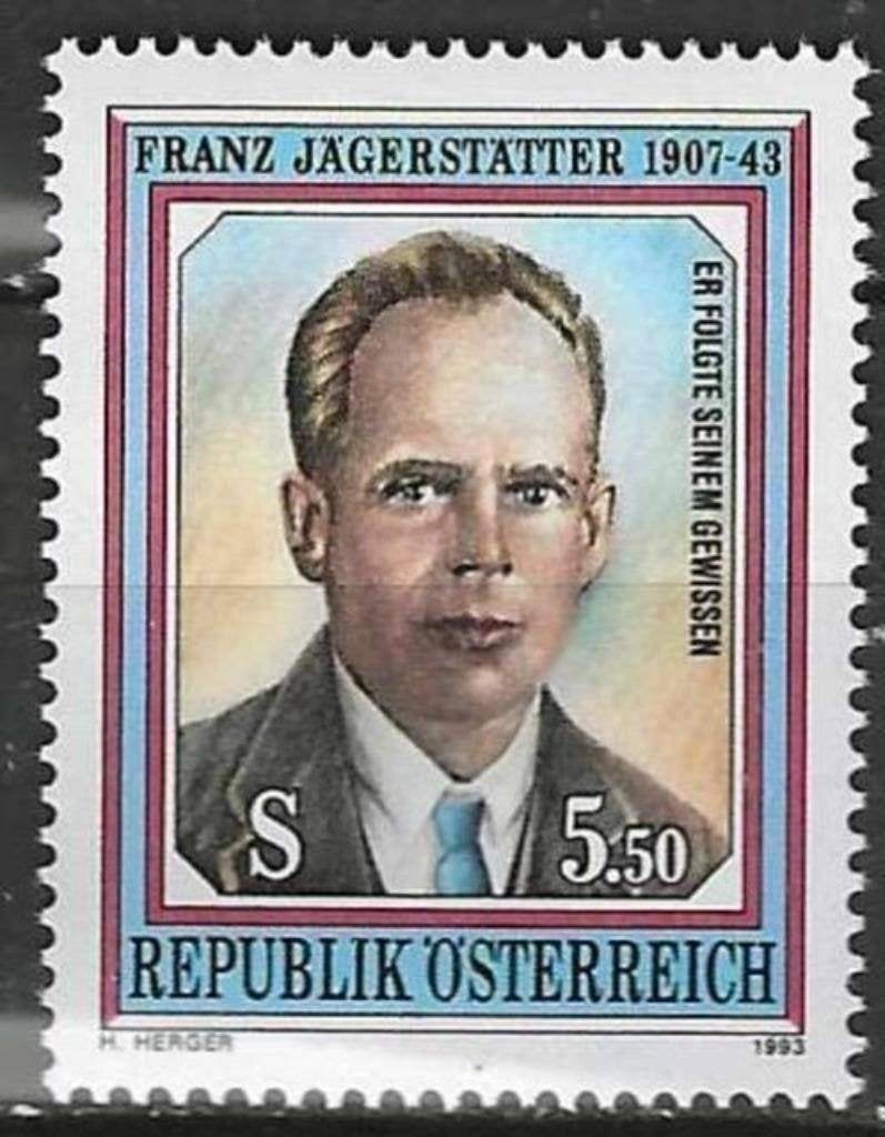 Autriche 1993 - Yvert 1934 - Franz Jagerstatter (PF), Envoi, Non oblitéré