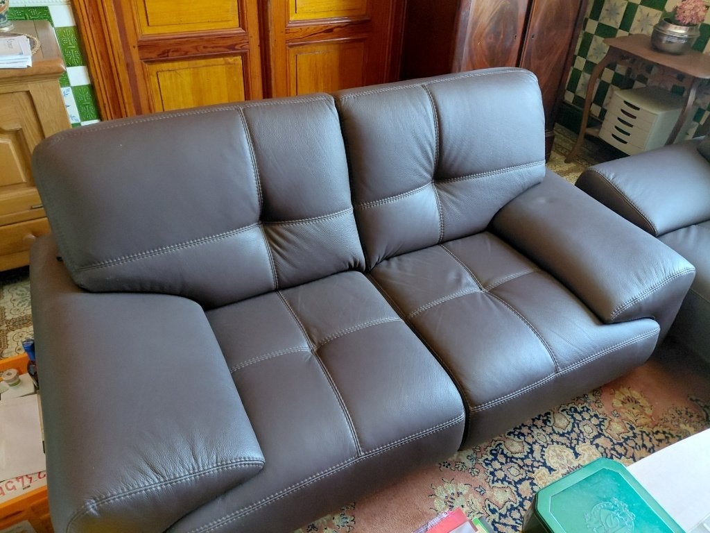 2 canapés (3+2) en cuir, Maison & Meubles, Canapés | Salons, Enlèvement, Comme neuf, Banc droit, Cuir