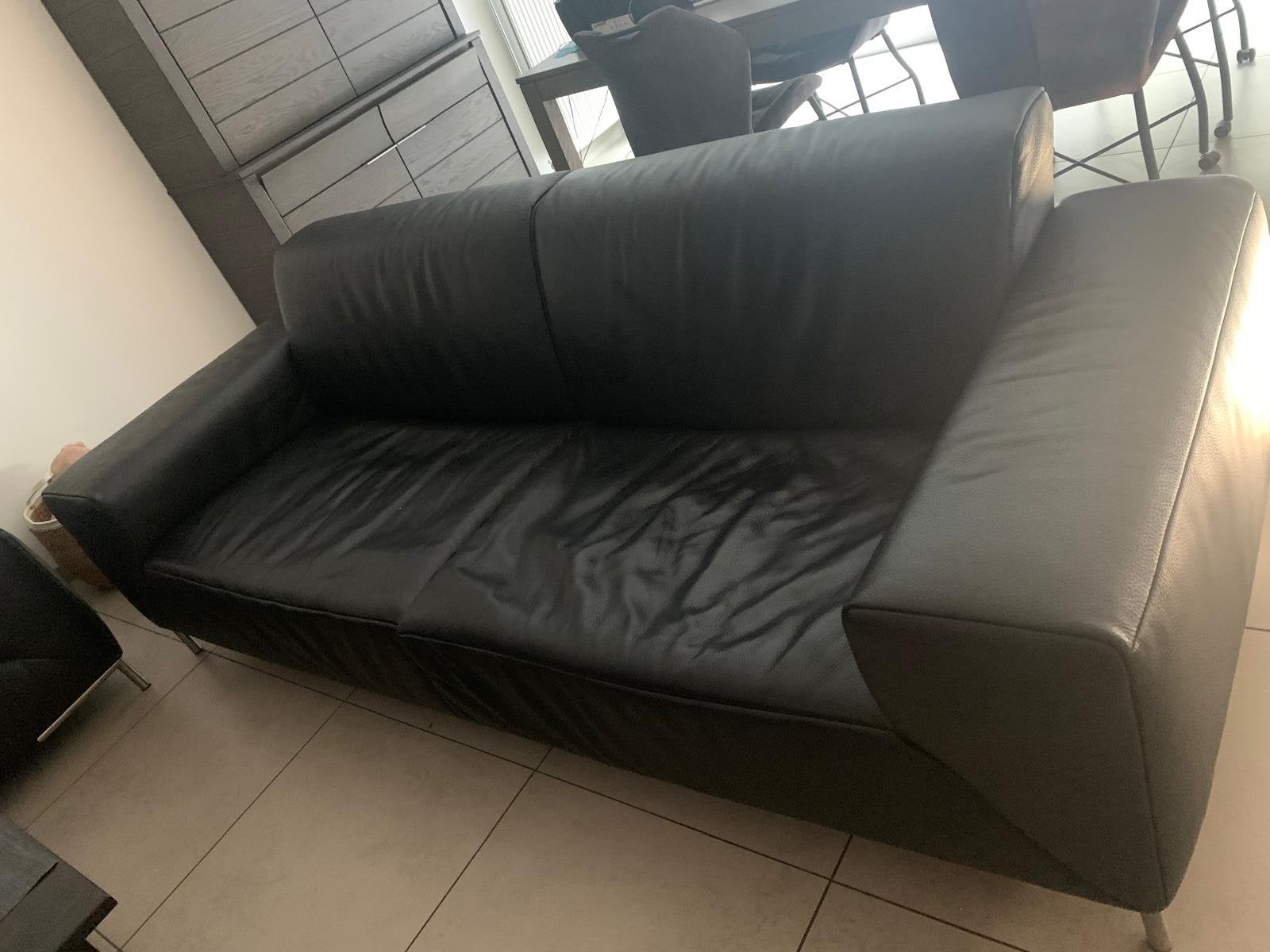 Gratis af te halen, zwart leder bankstel, Ophalen, Gebruikt, Overige maten, Rechte bank