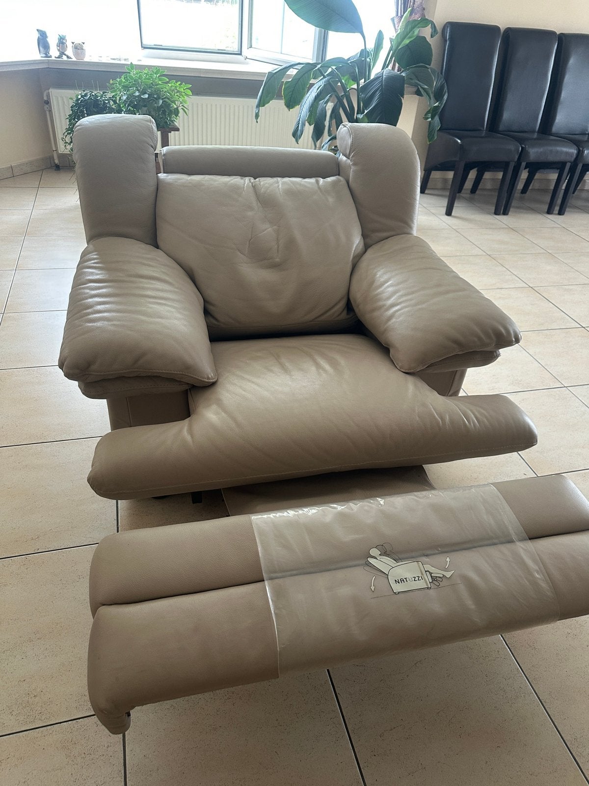 Relax en tweezit in natuzi leder, Ophalen, Tweepersoons, Zo goed als nieuw, Minder dan 150 cm