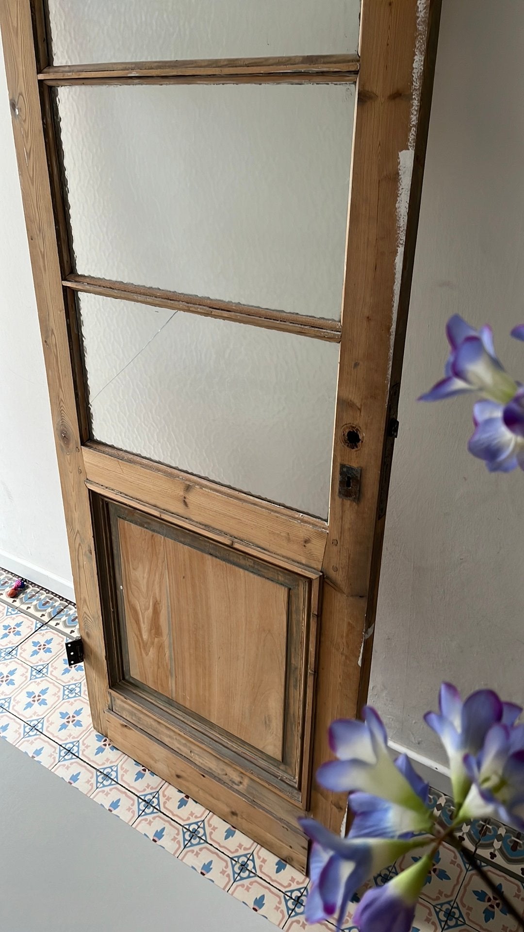 Houten deur met glas, Doe-het-zelf en Bouw, Ophalen, Zo goed als nieuw, Glas