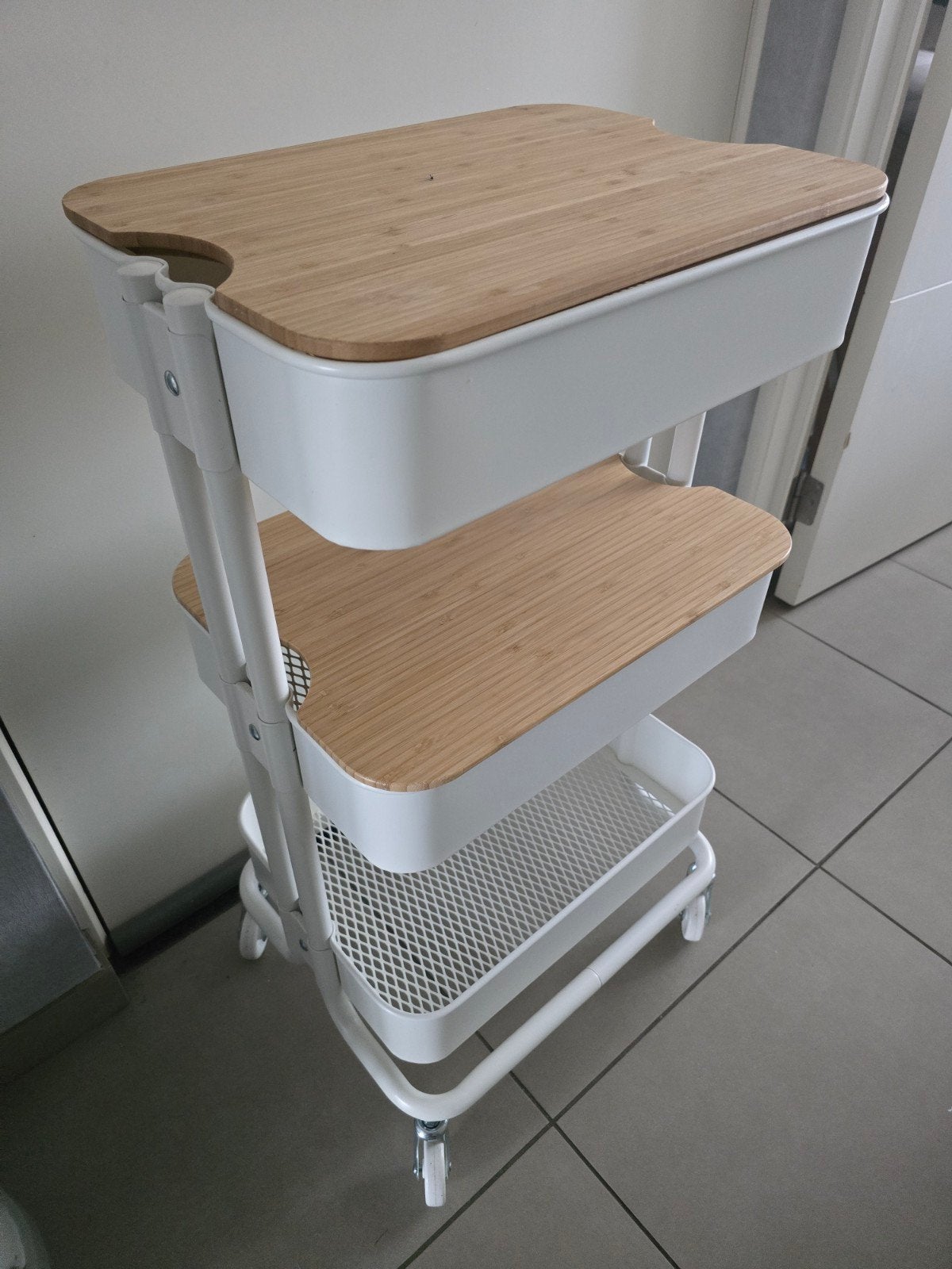 keukentrolley ikea +2deksel bamboe, Maison & Meubles, IKEA, Métal, Comme neuf, Chariot de cuisine