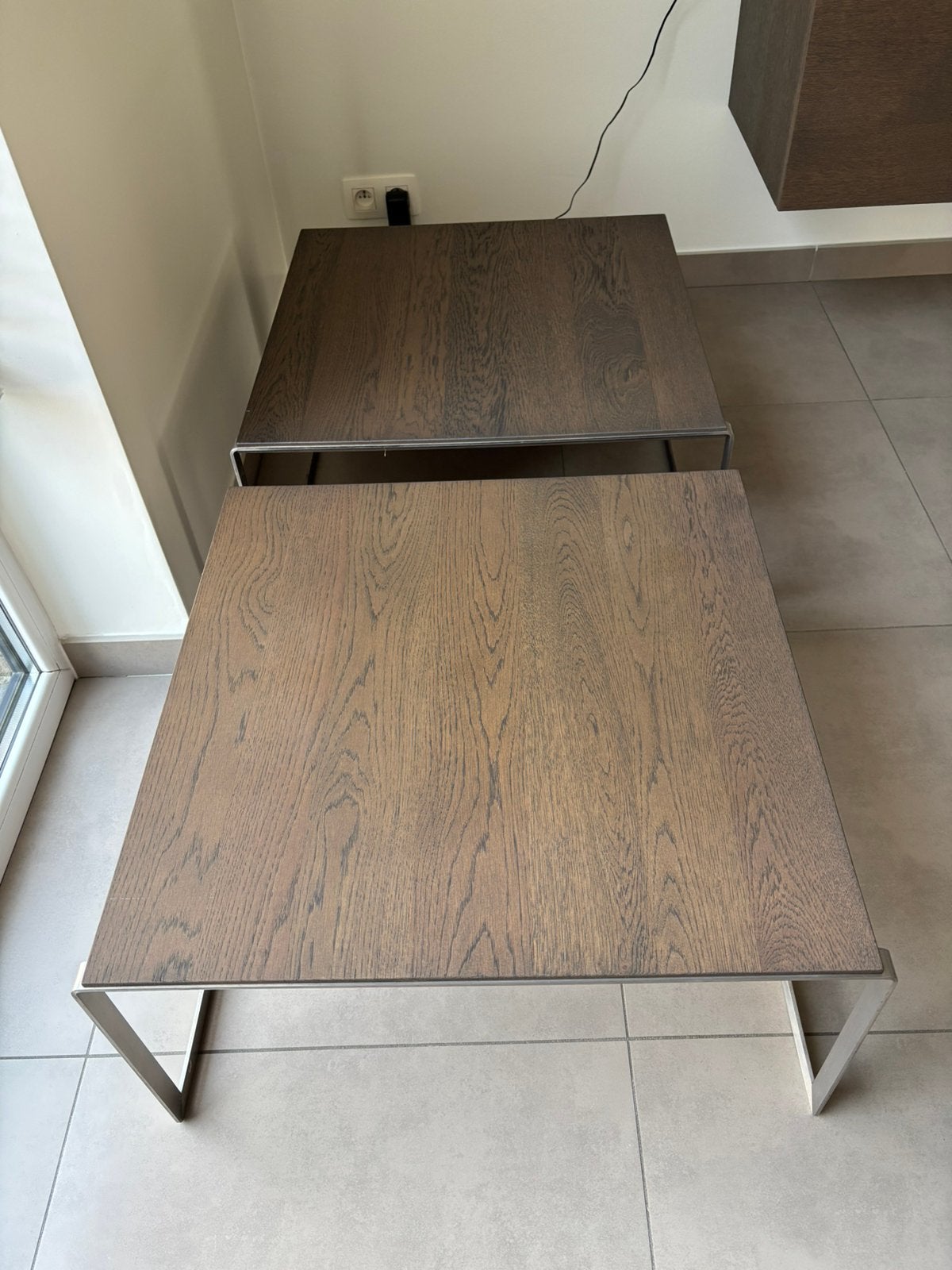 2 Turnover Bijzettafels smoke eik 64cmx64cm, Ophalen