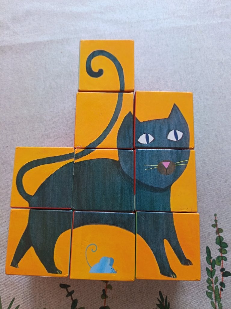 Djeco 9 dierenkubussen 4 3D-puzzel, Ophalen, Minder dan 10 stukjes, Gebruikt, 2 tot 4 jaar