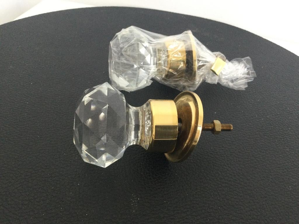 Set van 2 antiek geslepen glazen deurknoppen, Antiek en Kunst, Ophalen