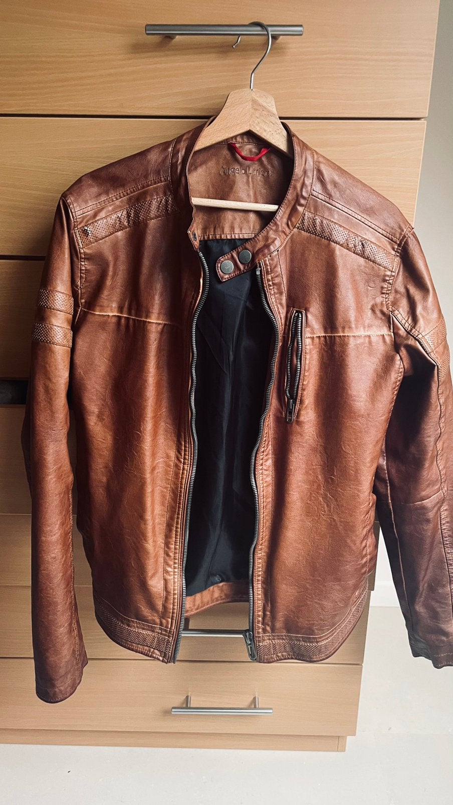 Vintage cognac bruine leren jas, Ophalen, Zo goed als nieuw, Maat 48/50 (M)