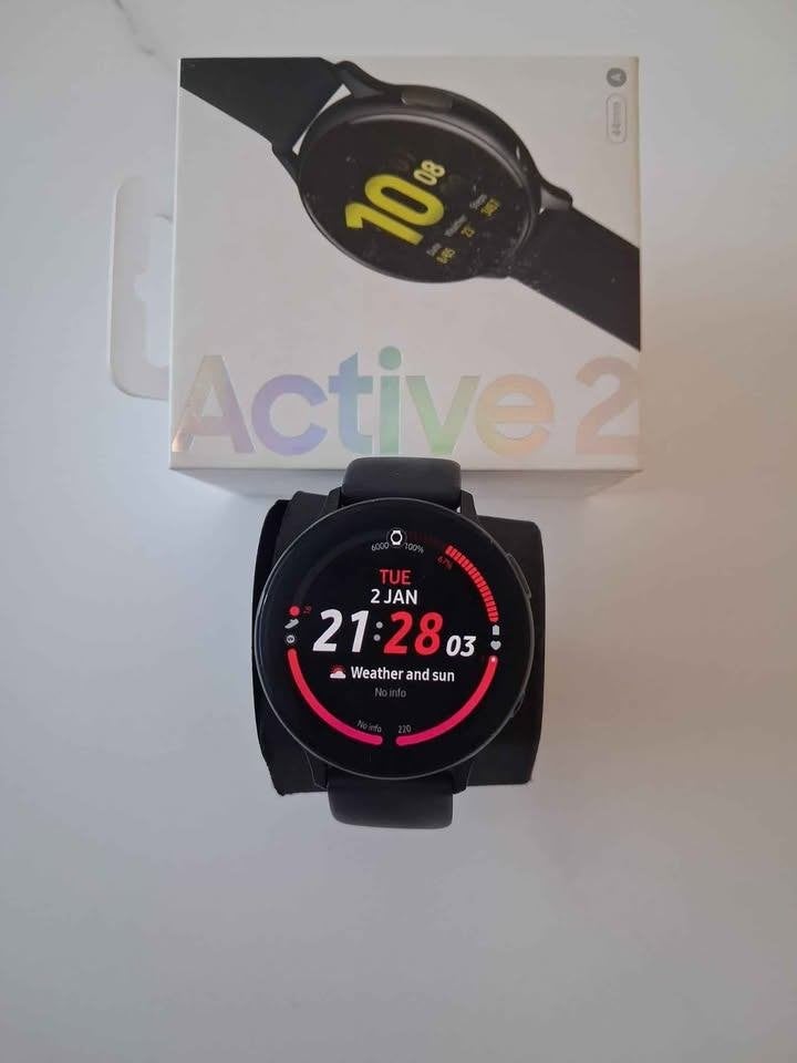 Samsung Galaxy Watch Active2 44 mm Noire – Boîte + Chargeur, Étanche, Samsung Active 2, Comme neuf, Enlèvement