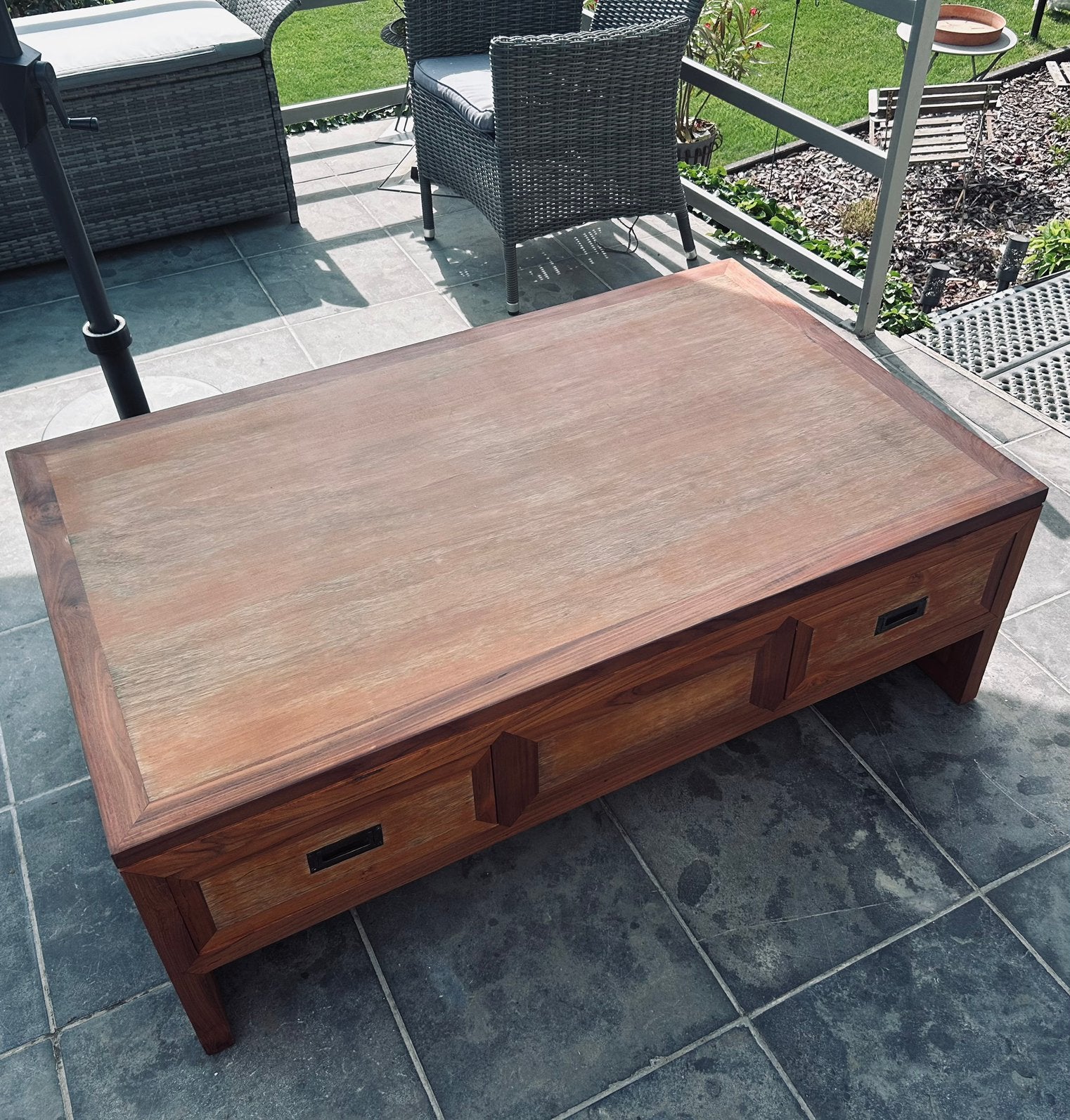 Prachtige Massief Houten Salontafel 3 Lades (130 x 80 cm), Huis en Inrichting, Tafels | Salontafels, Ophalen, 100 tot 150 cm, 50 tot 100 cm