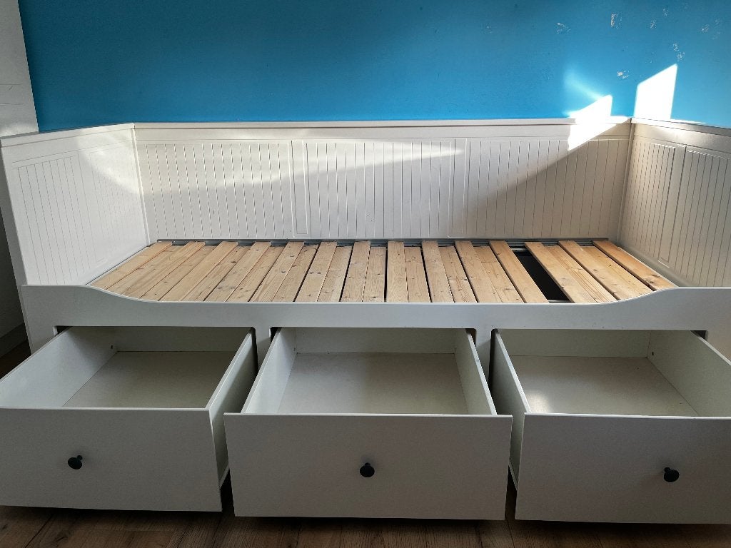 LIT Banquette ikea Hemnes blanc 80x200 extensible 2 places, Maison & Meubles, Banquette lit IKEA, Une personne, Utilisé, Enlèvement