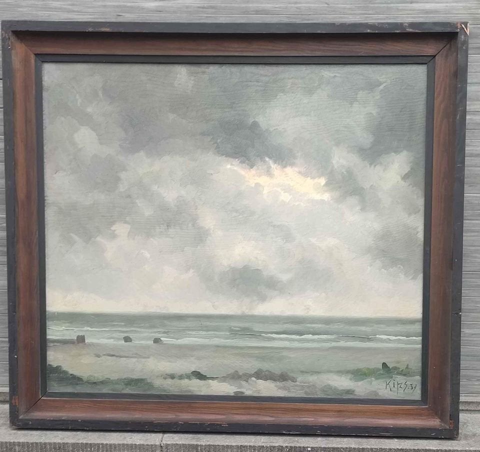 Huile sur panneau marine signe Paul kiks, Antiquités & Art, Enlèvement, Panneau
