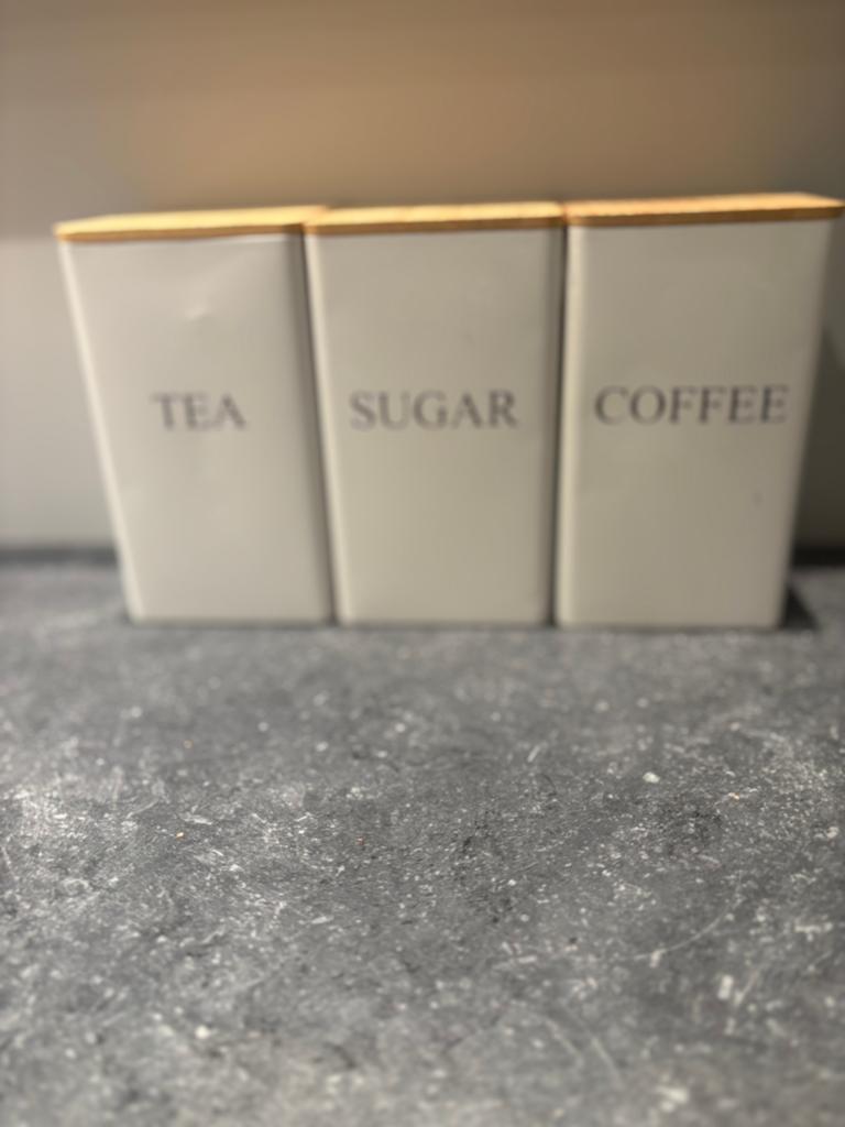 Boîtes de rangement pour le thé, le sucre et le café, Enlèvement ou Envoi, Pot de stockage, Métal, Comme neuf