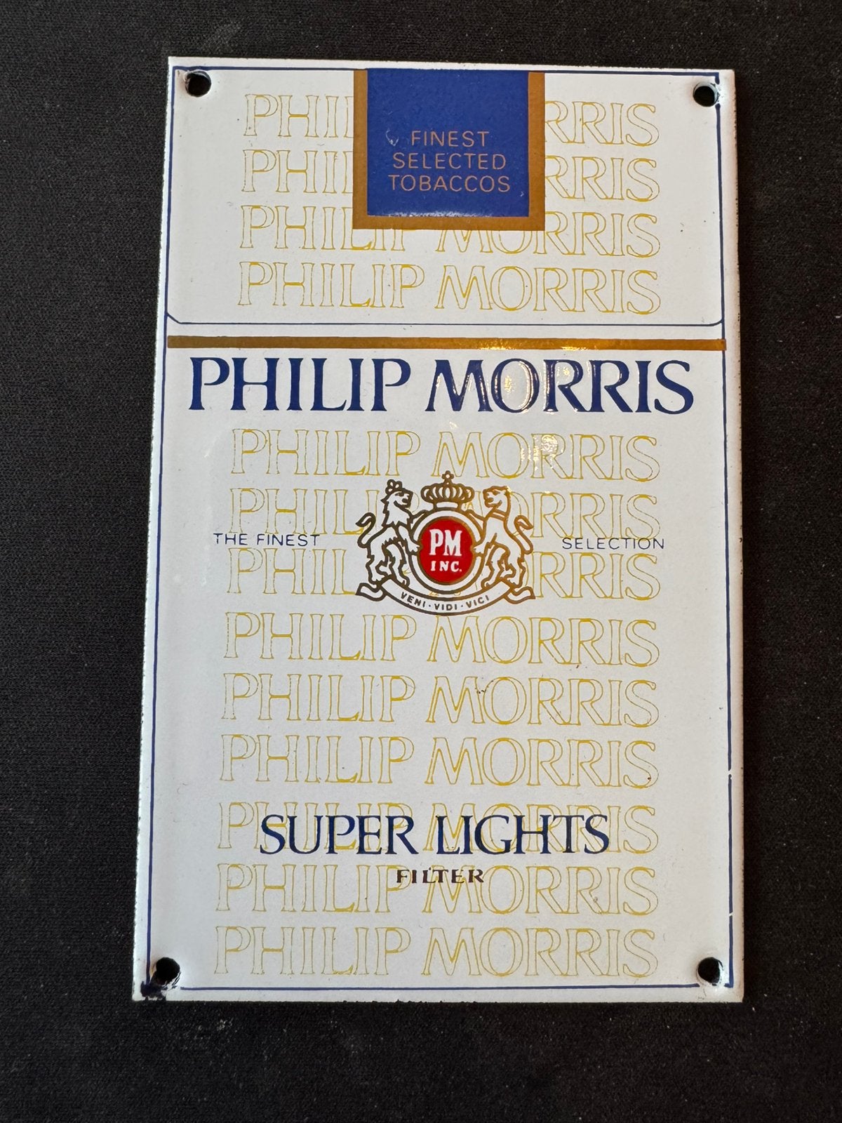 Panneau publicitaire en émail pour cigarettes Philip Morris, Collections, Panneau publicitaire, Enlèvement ou Envoi, ., Utilisé