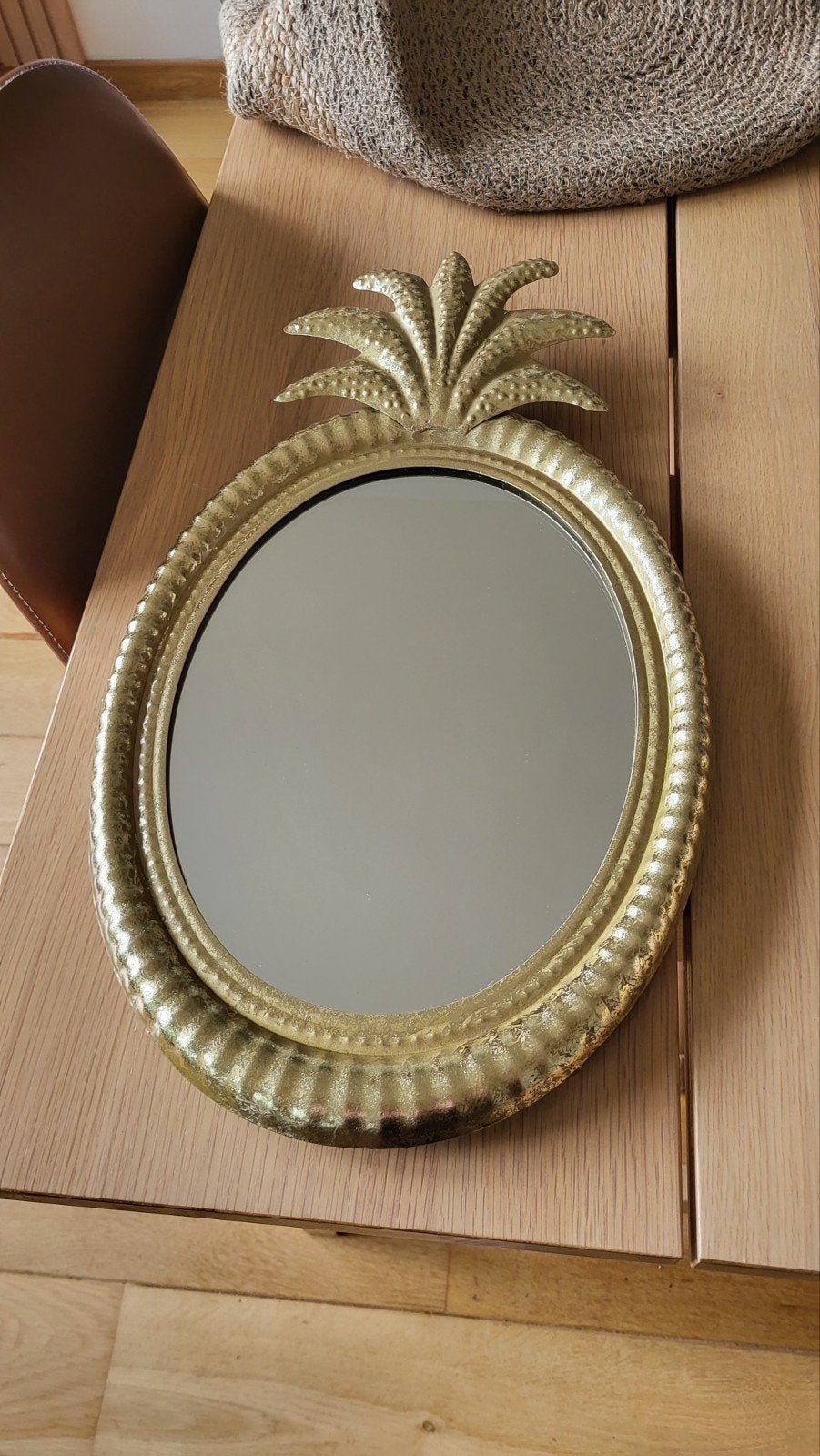 NIEUW Goud ananas spiegel wandspiegel staander mooi elegant, Ophalen
