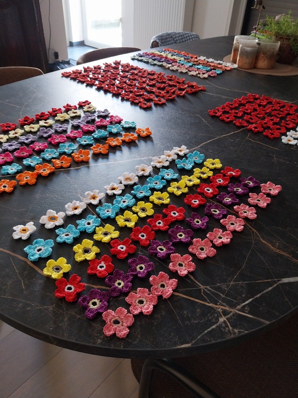 Gehaakte bloemetjes in zomerse kleuren, Enlèvement ou Envoi, Crochet