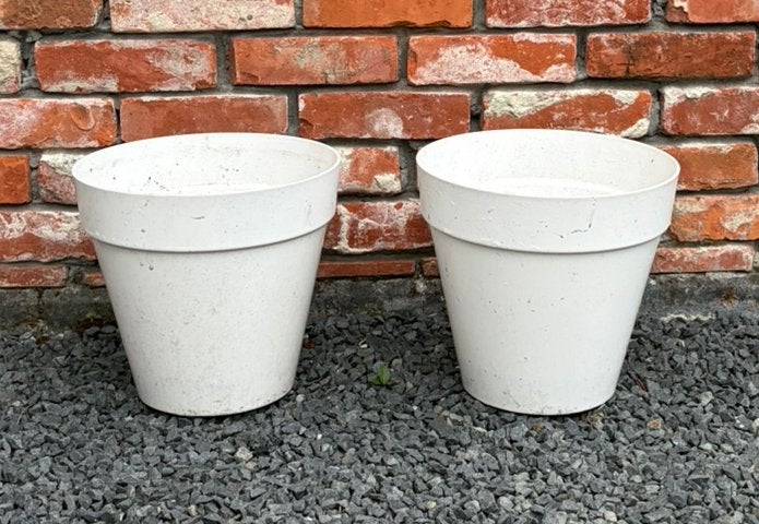Elho bloempotten 2x (voor buiten) Loft round wit 25, Tuin en Terras, Bloempotten, Ophalen, Zo goed als nieuw, Rond