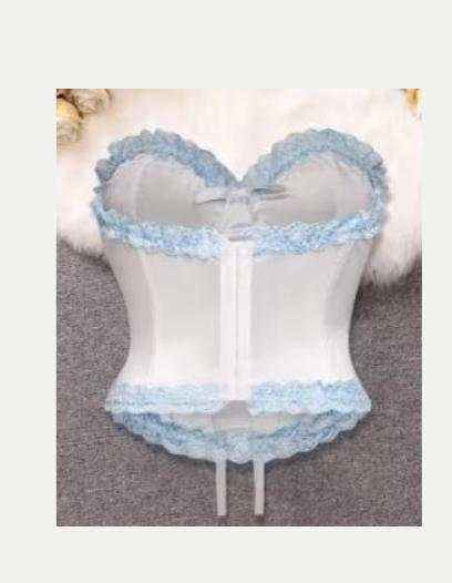 Sexy korset / shaper effen bustier - Wit met lichtblauw, Kleding | Dames, Ondergoed en Lingerie, Body of Korset, Wit, Ophalen of Verzenden