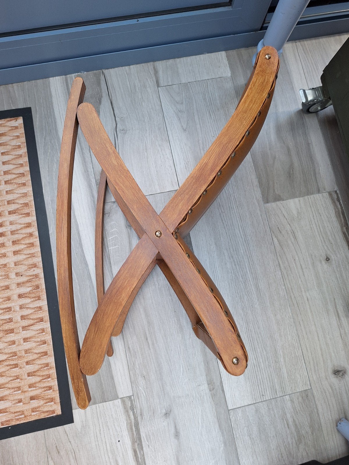 vintage houten schommel-voetenbankje, Ophalen