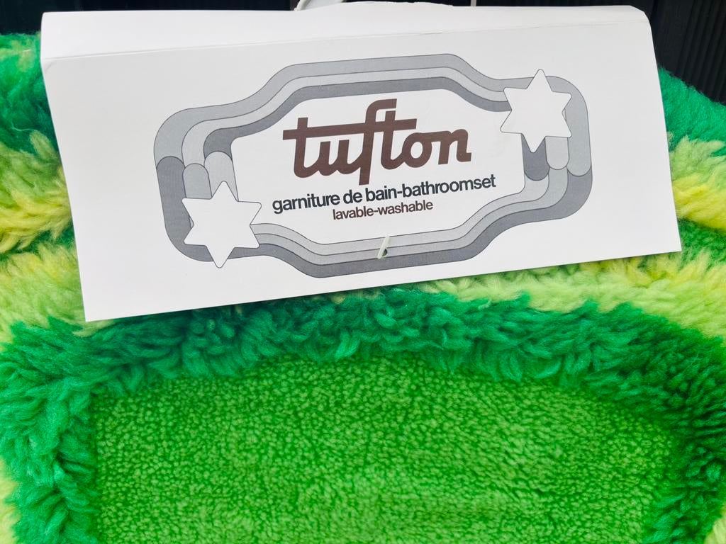 Vintage badmatset Tufton, Ophalen of Verzenden, Nieuw, Groen, Badmat