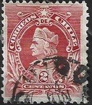1 Postzegel Chili 1902 Columbus, Ophalen of Verzenden, Gestempeld, Zuid-Amerika