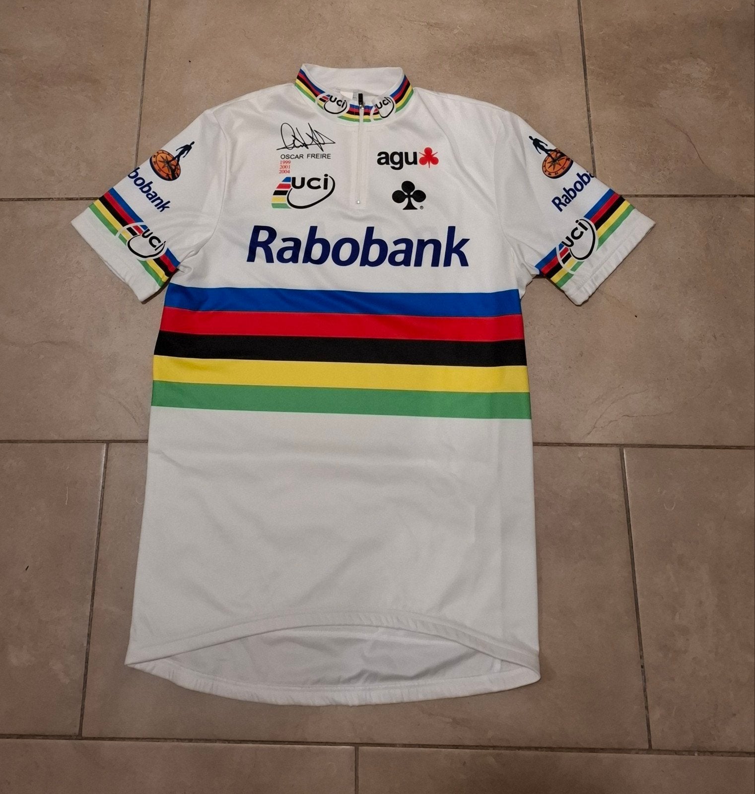 Werelkampioenentrui van Óscar Freire, Fietsen en Brommers, Ophalen of Verzenden, Zo goed als nieuw, Bovenkleding, AGU