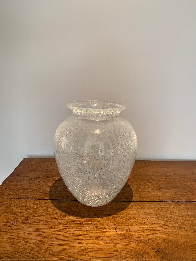 Vase design soufflé à la bouche des années 80  irisé, Enlèvement ou Envoi, Comme neuf, Blanc, Verre