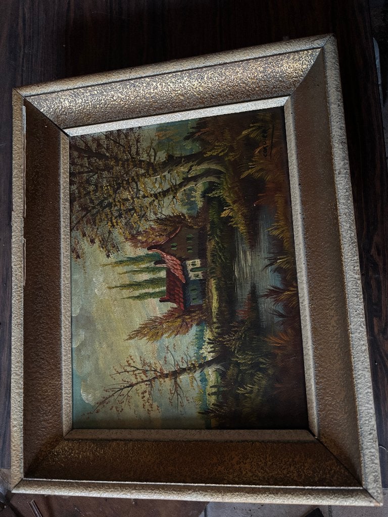 Schilderij met kader van huis in de natuur van Cordier, Antiek en Kunst, Kunst | Schilderijen | Klassiek, Landschap, Bijzondere lijst