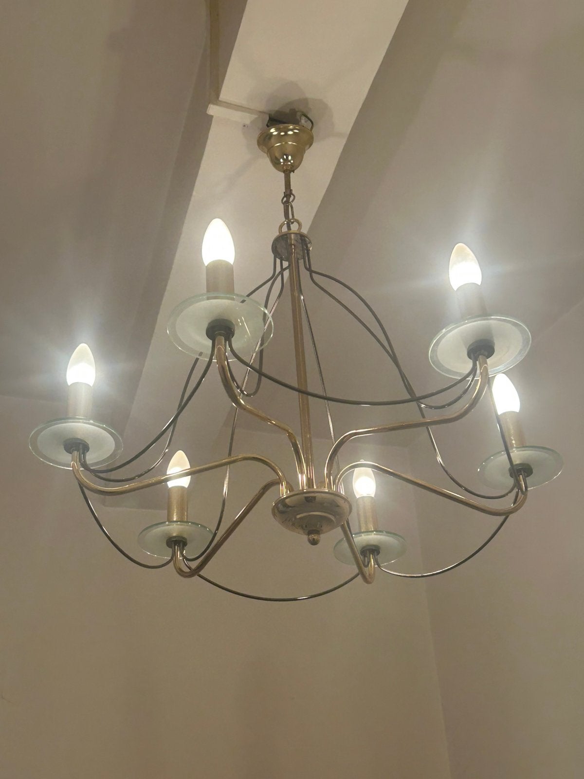 lustre vintage en laiton à 6 ampoules  de marque Massive, Enlèvement