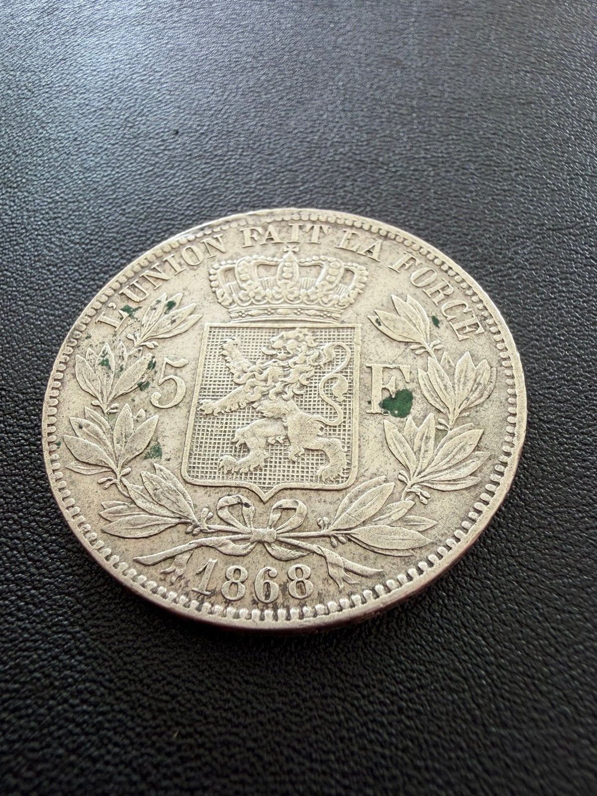 Zilveren 5 Frank 1868 België – Leopold II, Ophalen of Verzenden, België
