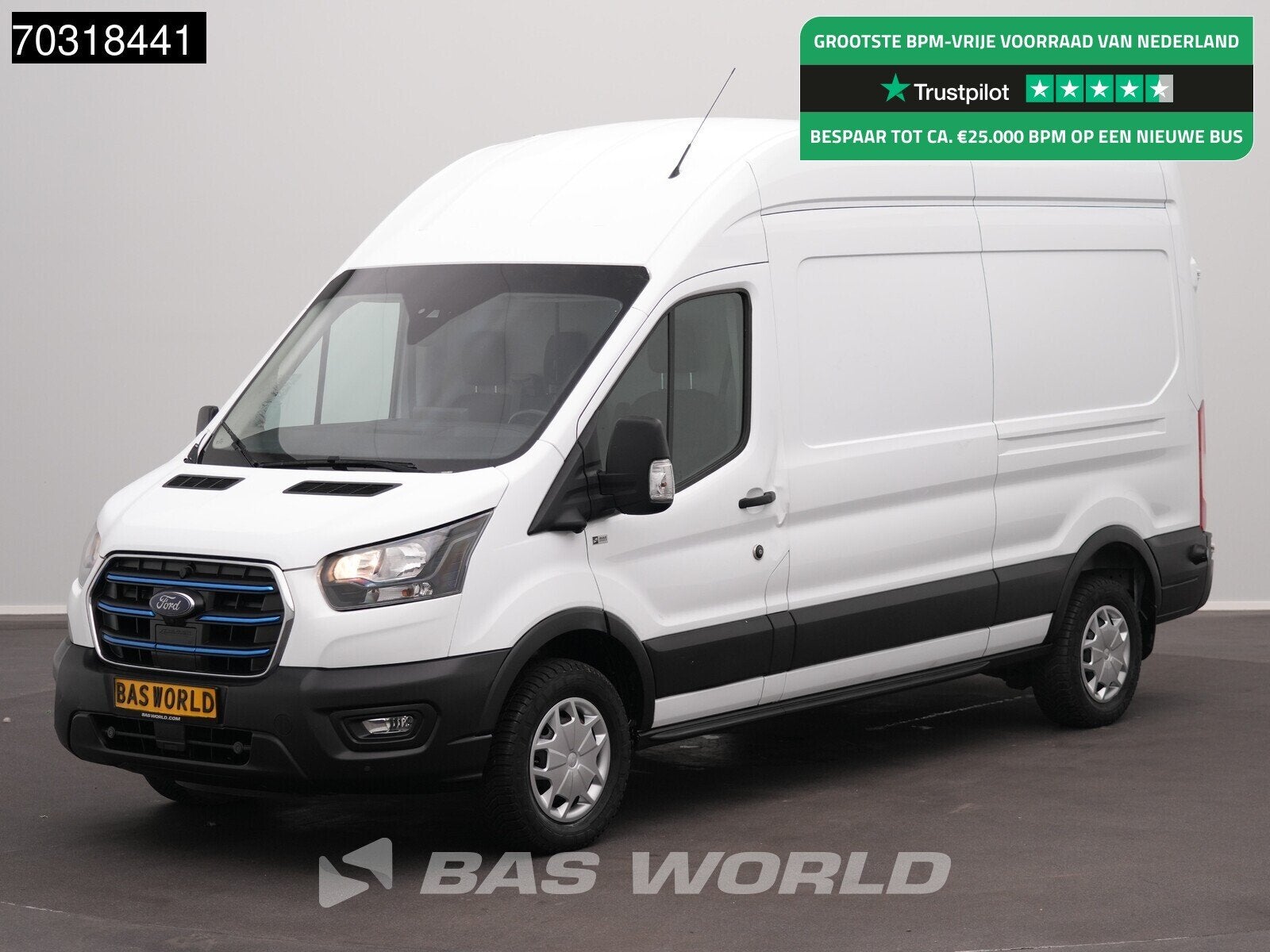 Ford e-Transit 184pk Elektrisch 68kWh 317km WLTP L3H3 Hoog D, Achat, Entreprise, 3 places, Capteur de lumière