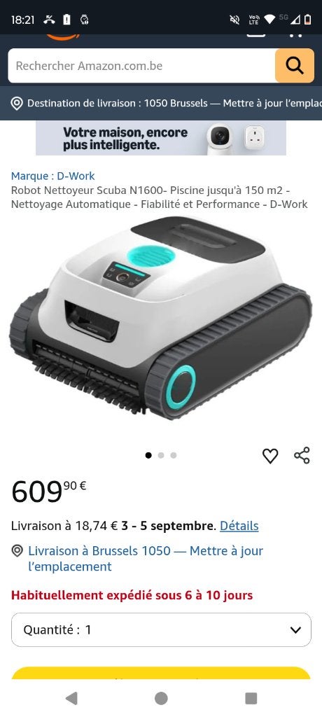 Robot aspirateur sans fil piscine spa N1600, Electroménager, Enlèvement ou Envoi, Neuf, Sans fil