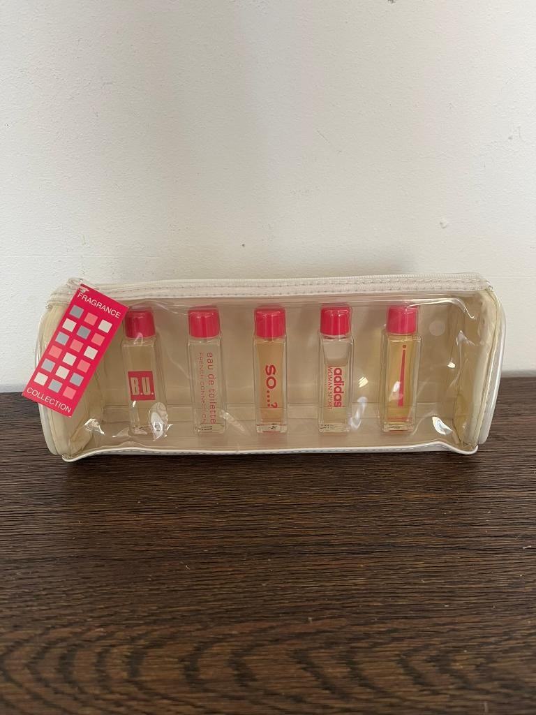 Vintage parfum mini set + Y2K toilettasje Adidas B.U., So…?), Ophalen of Verzenden, Nieuw