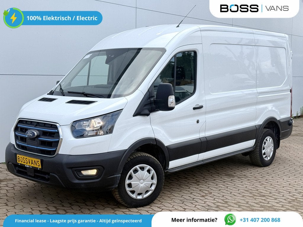 Ford E-Transit 68kWh 184PK L2H2 334km WLTP 96,5% (SOH) Clima, Auto's, Bestelwagens en Lichte vracht, Stof, Gebruikt, Wit, 184 pk