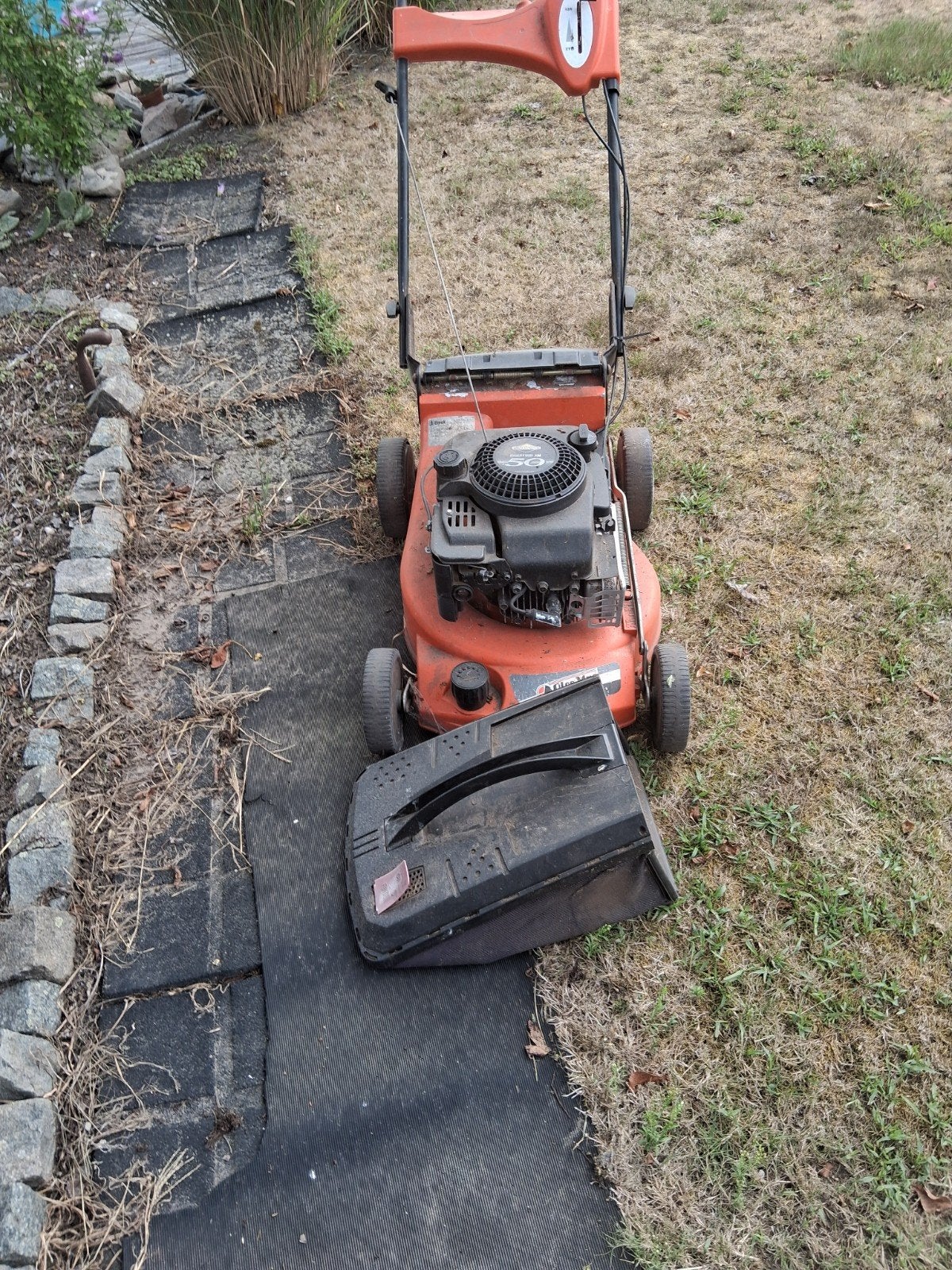 tondeuse à gazon avec moteur Briggs and Stratton, Jardin & Terrasse, Enlèvement, Utilisé, Tondeuses à gazon à essence, Bac de ramassage