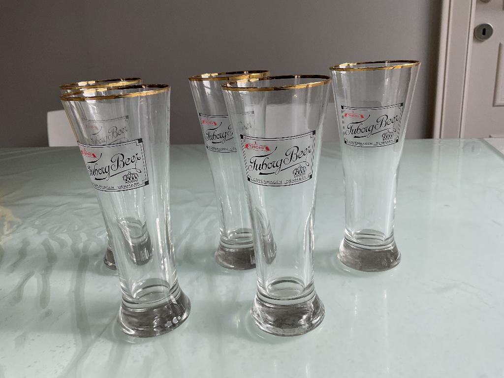 5 Tuborg glazen, Ophalen, Nieuw, Glas of Glazen