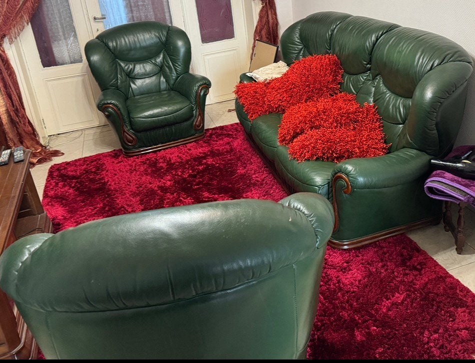 Salon cuire, Maison & Meubles, Fauteuils, Enlèvement, Utilisé, Cuir, 100 à 125 cm