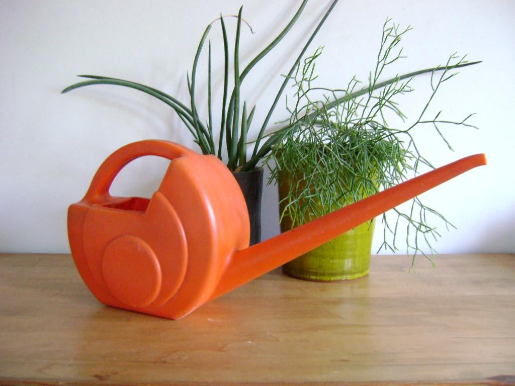 vintage retro plastic gieter voor binnen oranje, Ophalen, Kunststof