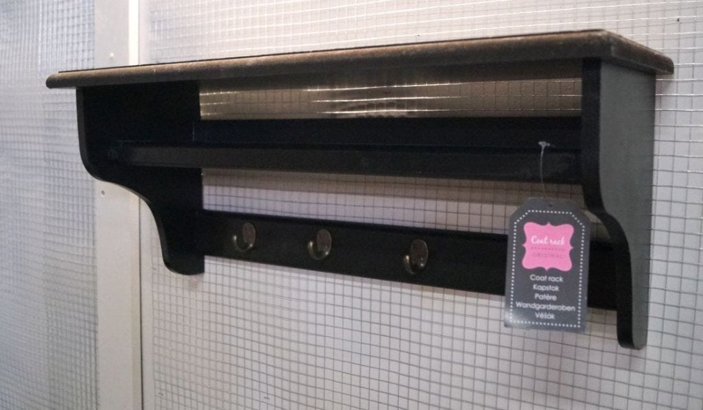 Nouveau porte-manteau noir cool L 60 H 25 D 21, Neuf, Enlèvement ou Envoi, Moins de 100 cm, Portemanteau mural