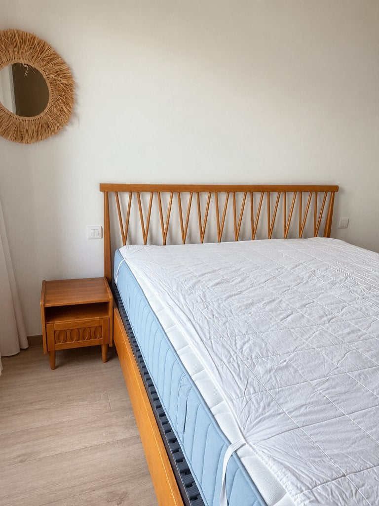 Bed met nachtkastjes, Scandinavisch vs. boho, Brun, Enlèvement, Utilisé