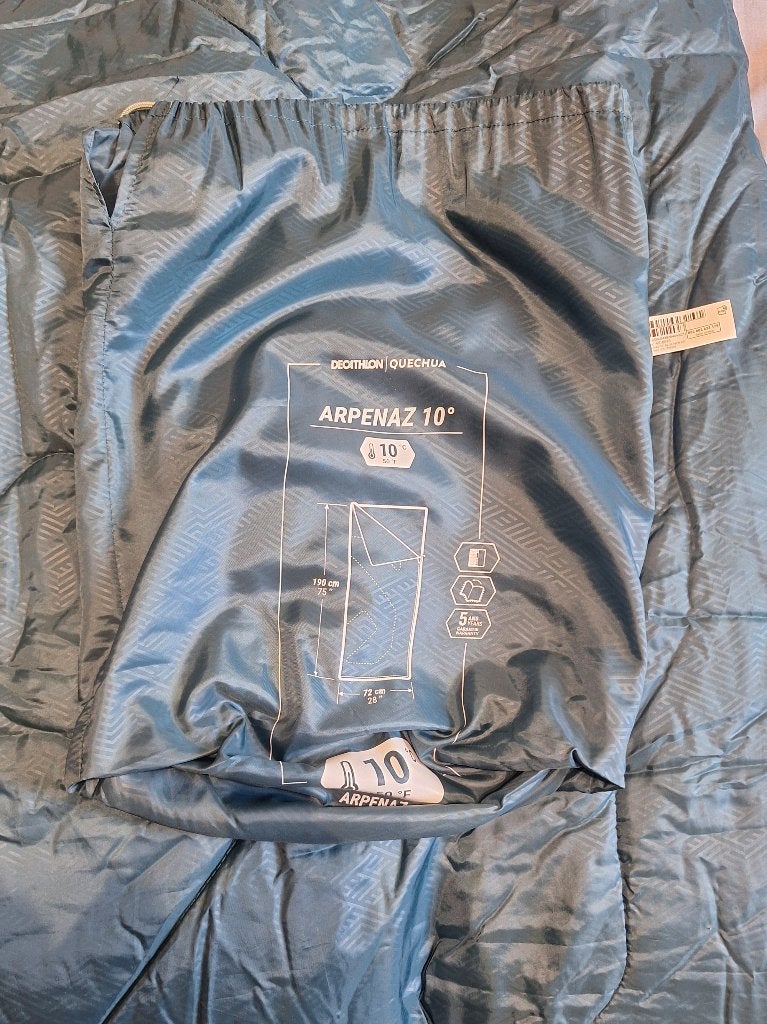 QUECHUA Camping sleeping bag 10C, 190x72 cm full zip, Enlèvement, Utilisé