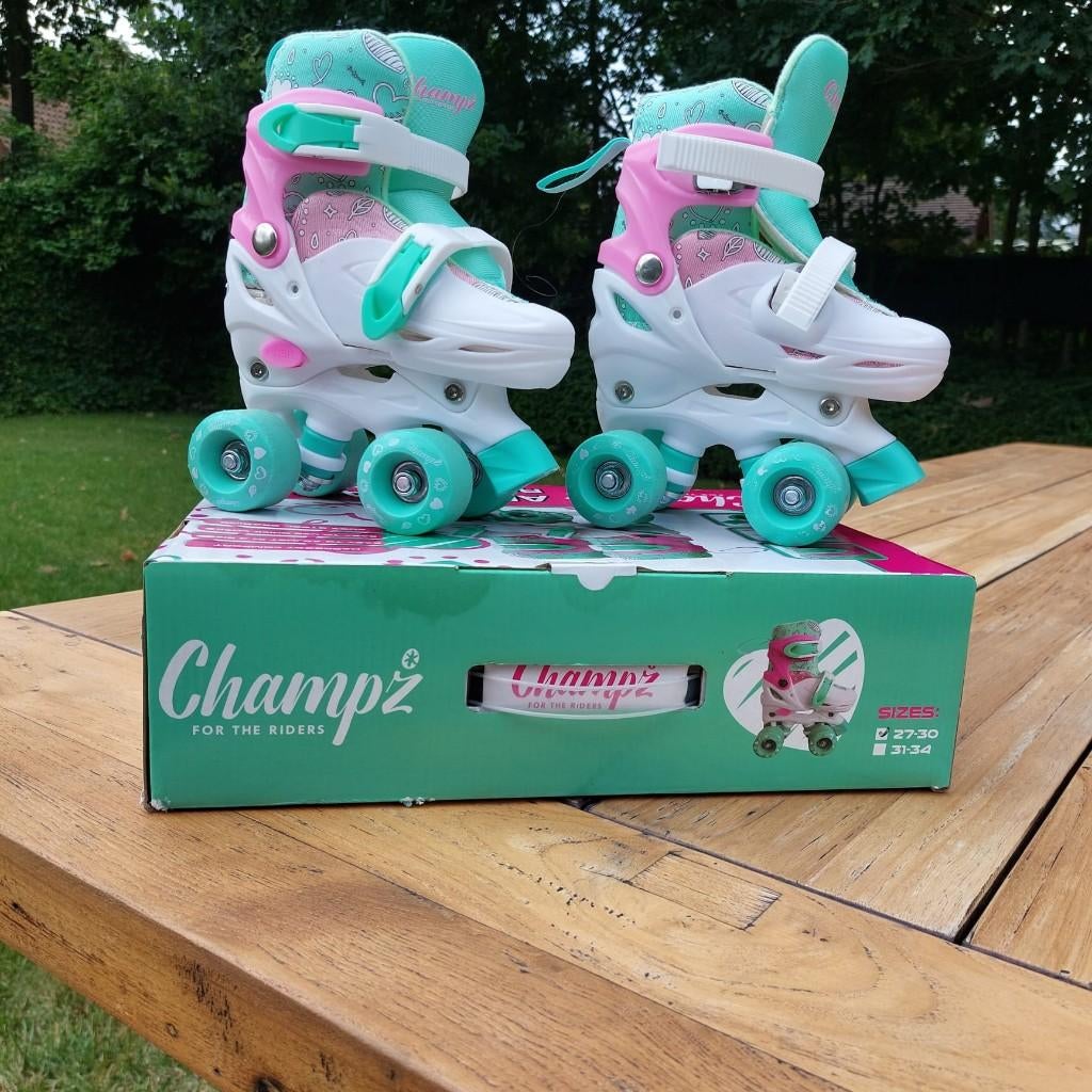 CHAMPZ Rolschaatsen - maat 27-30 + Champz Helm, Ophalen, Verstelbaar, Kinderen, Zo goed als nieuw