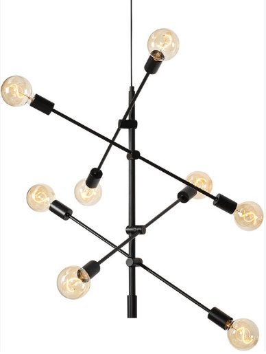 Industriële hanglamp zwart 8-lichts - Sydney, Huis en Inrichting, Lampen | Hanglampen, Ophalen, Zo goed als nieuw, Metaal, E27 (groot)